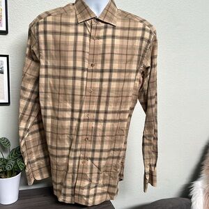 Ralph Lauren Purple Label Brown Plaid Dress Shirt